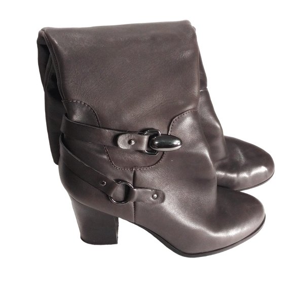 Leather Knee High Boots, Size 10M, Gray Block Heel Boot, Spring Fall Winter Boot - Picture 11 of 13